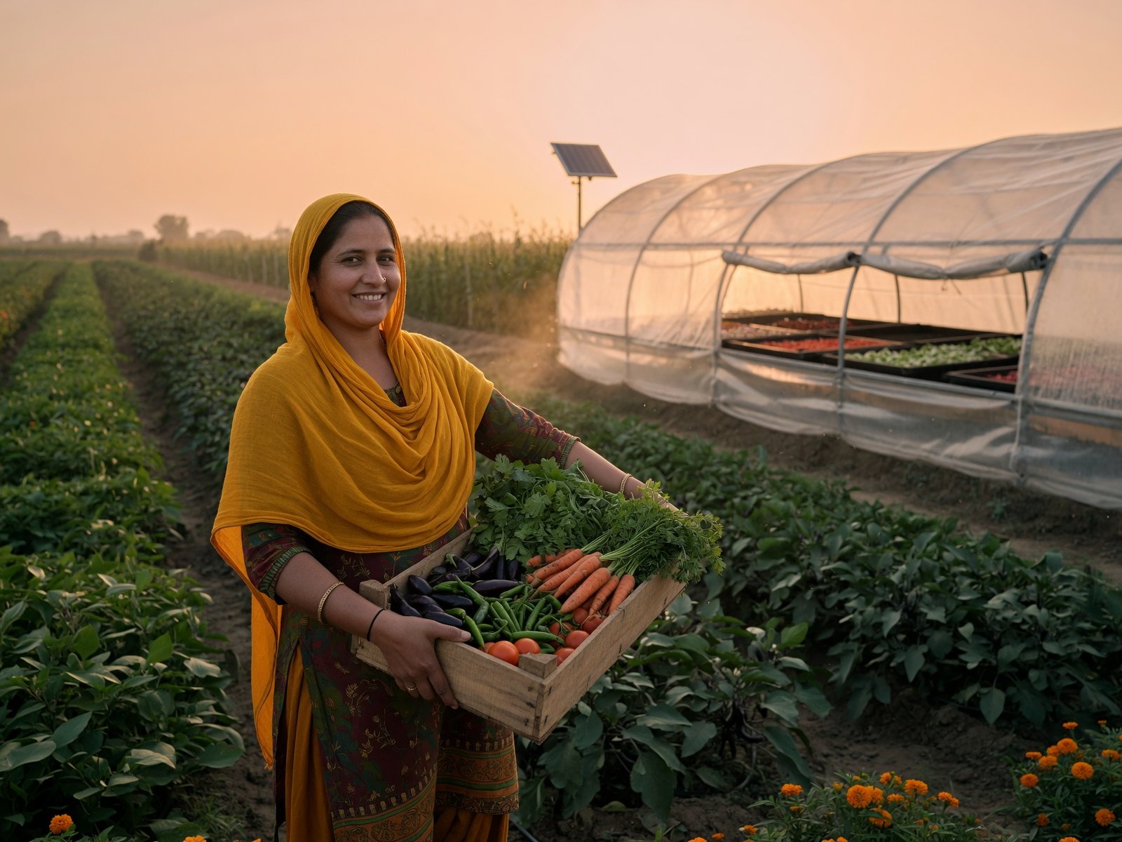 Indian farmer supported by clean agricultural technology