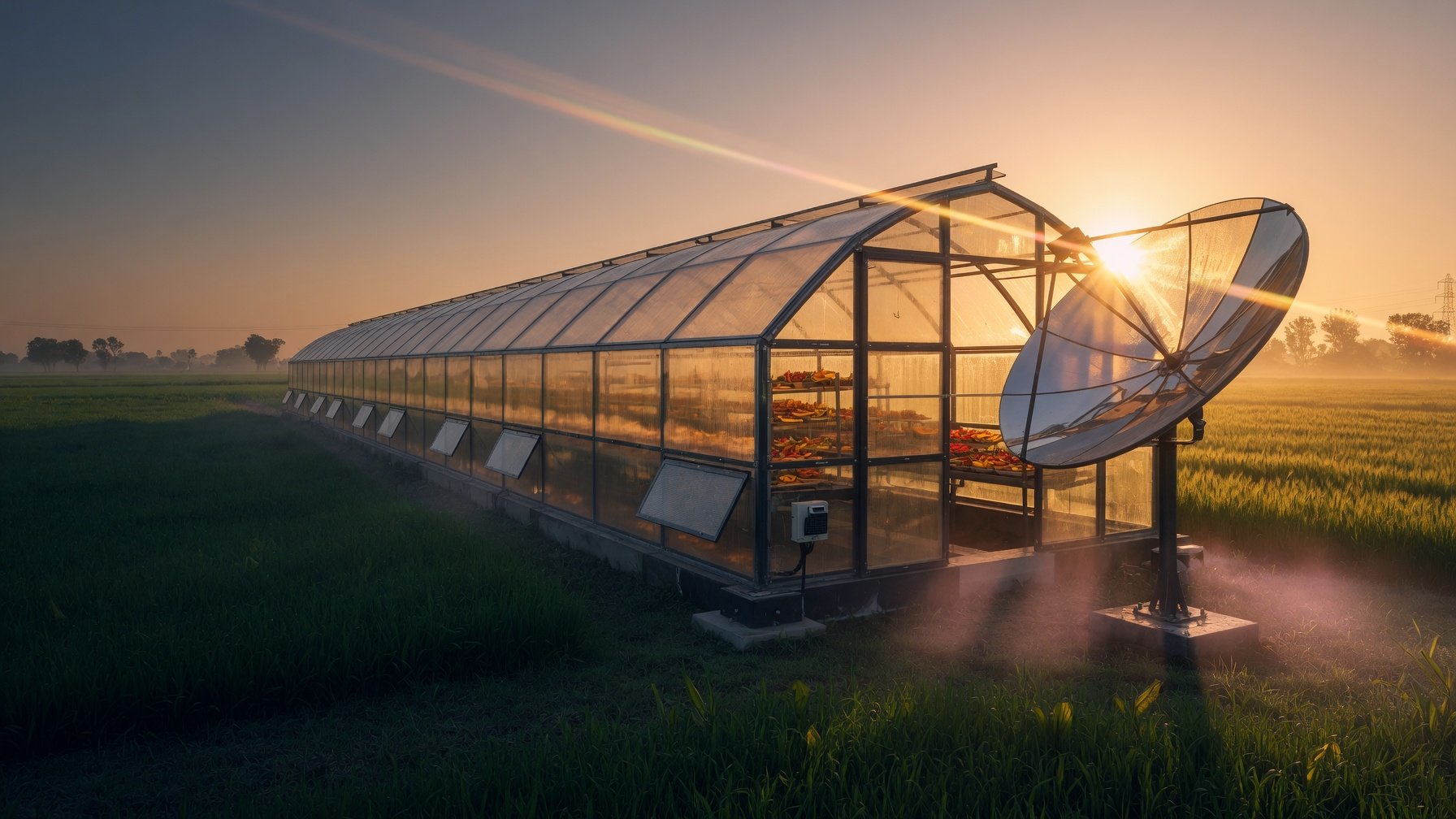 Solar thermal systems in a sunlit agricultural setting